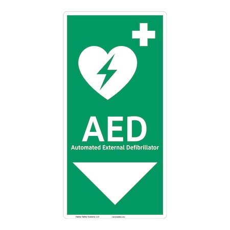 ANSI/ISO Compliant AED Safety Signs Indoor Photoluminescent Plastic (W4) 20 X 10